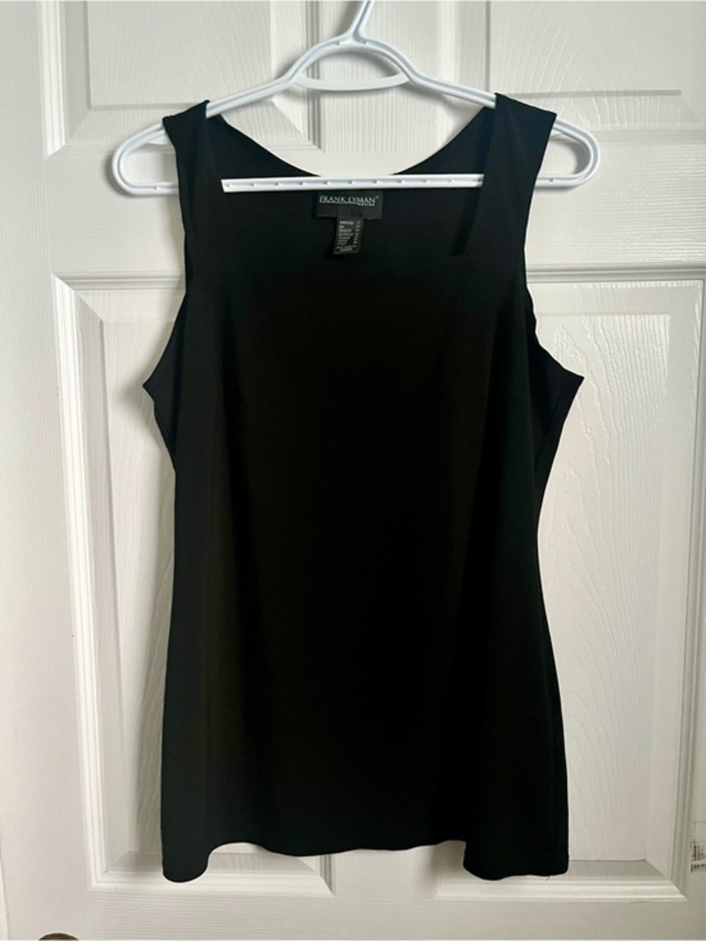 NWOT Frank Lyman Top Tank Cami Black 12 Large Women Sleeveless Square Neck